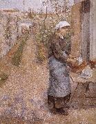 Camille Pissarro woman washing dishes painting